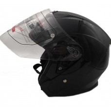 Шлем (открытый со стеклом и очками) Ataki JK526 Solid черный  XL
